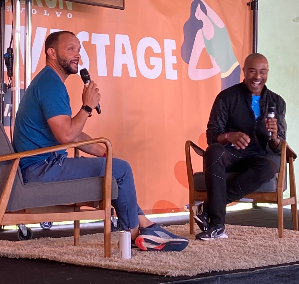 Jamie Baulch in conversation with Colin Jackson on stage